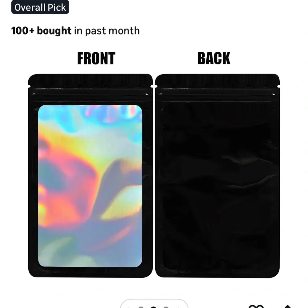 Holographic small zip bags - Black - 4x5